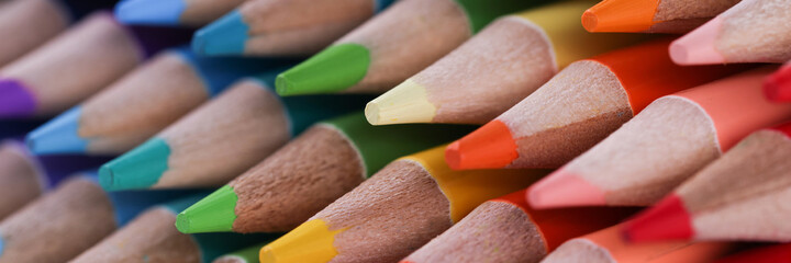 Assortment stack of colored wood drawing pencils