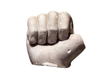 white marble statue male fist with broken thumb finger