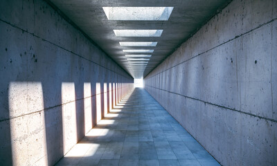 interior of a reinforced concrete tunnel