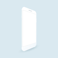 Blank phone screen. Frame of smartphone vector clay mockup.