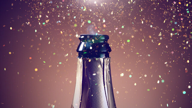 Champagne bottle beying opened.