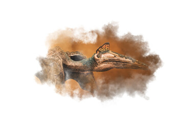  Quetzalcoatlus ,dinosaur on smoke background