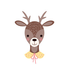 Cute cartoon deer isolated on a white background.