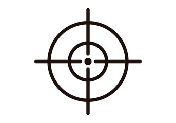 Icono negro de mira con objetivo en fondo blanco. - obrazy, fototapety, plakaty