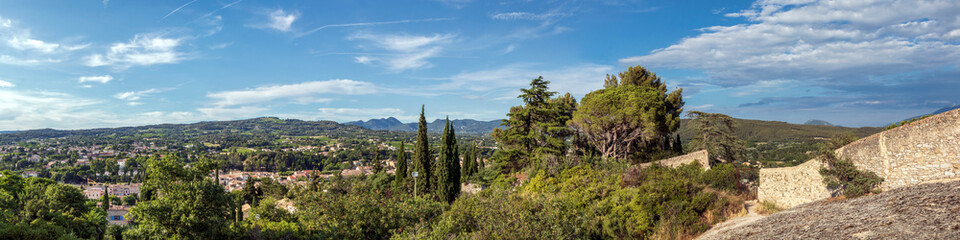 Ramparts of surrounding wall of Castle of the Comtes de Toulouse, Vaison la Romaine, travel destination in France