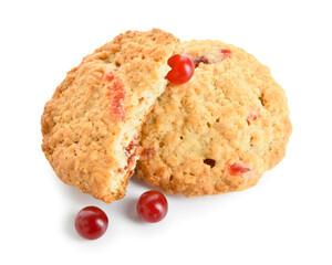 Fresh cranberry cookies isolated on white background