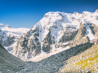 Peaks Mizhirgi East (4927 m) and Mizhirgi West (5025 m) of the Northern Massif of the Main Caucasian Range