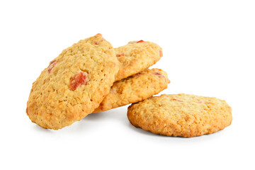 Fresh cranberry cookies on white background