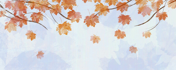 autumn pastel leaves of fall banner