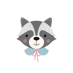 Cute cartoon raccoon on a white background. - 460068747