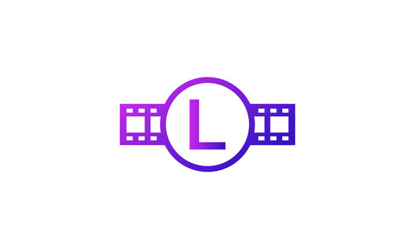 Initial Letter L Circle with Reel Stripes Filmstrip for Film Movie Cinema Production Studio Logo Inspiration