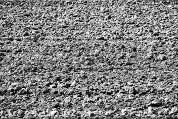 Widok na zbryloną glebę na wsi czarno biały.  - obrazy, fototapety, plakaty