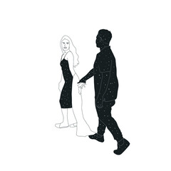 Couple in love man and woman. Guy hugs a girl, love. Esoteric mystical drawing for valentine's day cards, stickers, invitation. Hand drawn sketch art