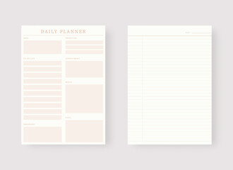 Daily planner template. Set of planner and to do list. Modern planner template set. Vector illustration.