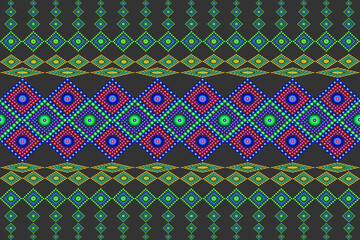 retro fabric pattern, ethnic seamless pattern design, geometric pattern for dark gray background, carpet, wallpaper, clothing, wrapping, fabric pattern, cushion, curtain