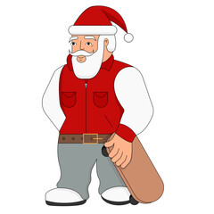 Cool santa with skateboard vector illustration