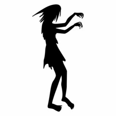 zombie silhouette. Black zombie silhouette isolated on white background, Halloween decor