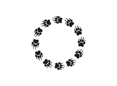 round frame with black tiger trace. icon isolated on white. Vector flat illustration.