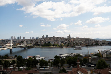 galata metro bridge view in golden horn area