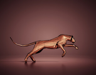 Low polygon style illustration of cheetah running © Mihaela