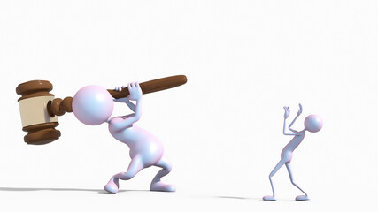 man under the hammer of the judge.