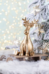 Christmas and newyear cozy decoration, bokeh background.