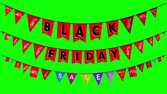 Black friday colored girland elements with separate mask in 4KBlack friday colored garland elements with separate mask in 4K