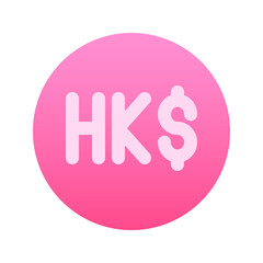 Illustration vector graphic icon of Hongkong Dollar currency. Gradient Style Icon. Vector illustration isolated on white background. Perfect for website or application design.