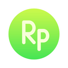 Illustration vector graphic icon of Indonesia Rupiah currency. Gradient Style Icon. Vector illustration isolated on white background. Perfect for website or application design.