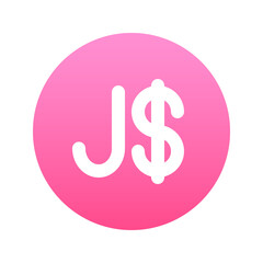 Illustration vector graphic icon of Jamaica Dollar currency. Gradient Style Icon. Vector illustration isolated on white background. Perfect for website or application design.
