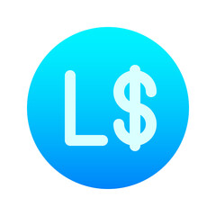 Illustration vector graphic icon of Liberia Dollar currency. Gradient Style Icon. Vector illustration isolated on white background. Perfect for website or application design.
