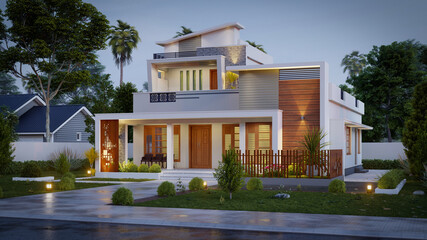 3d illustration of a newly built luxury home