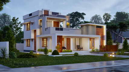 3d illustration of a newly built luxury home