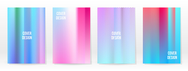 Fototapeta premium Holographic Poster Set Iridescent Technology Cover