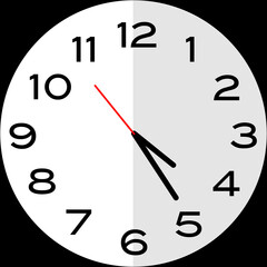 25 minutes past 4 o'clock analog clock icon