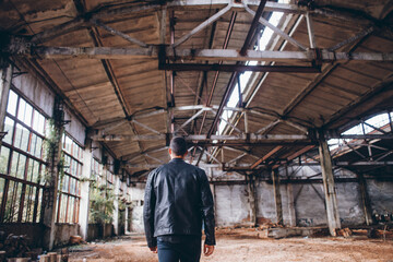 man in abandoned building