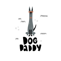cute vector illustration of dog and lettering text