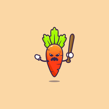 Cute carrot with stick expression