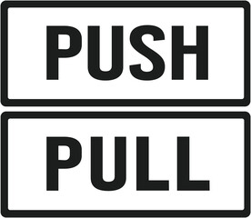 A label sticker that says push and pull