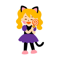 ハロウィンで仮装をする子どものイラスト