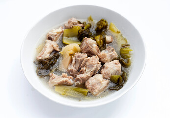 Pork rib soup with pickled cabbage or mustard greens