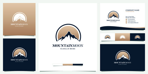 Mountain moon marketing logo inspiration with business card template