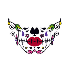 Sugar Face Template Mask Pandemic Protective Mexican Holiday Death Vector Illustration - 460080343