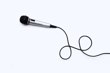 Microphone on white background. Top view