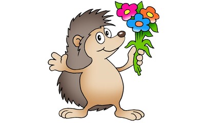 hedgehog with a flower
