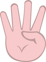 Vector emoticon illustration of a cartoon hand counting to the number four