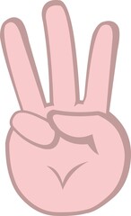 Obraz premium Vector illustration of cartoon hand, counting up to three or showing 3 fingers