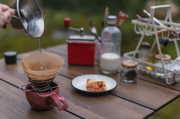 キャンプ場の朝