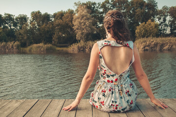 girl on the pier cut-out back dress