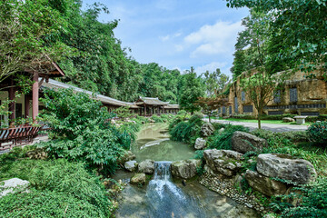 Fototapeta na wymiar A view of a park in Chengdu, Sichuan, China